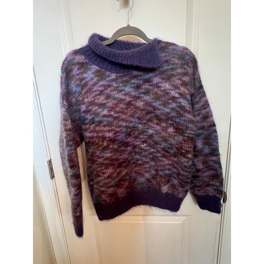 The Scotch House Vintage London Paris Fuzzy Knit Purple Sweater quiet luxury